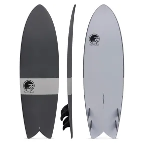 6' Retro Fish Surfboard Gray Chevron (Hybrid Epoxy Softtop)