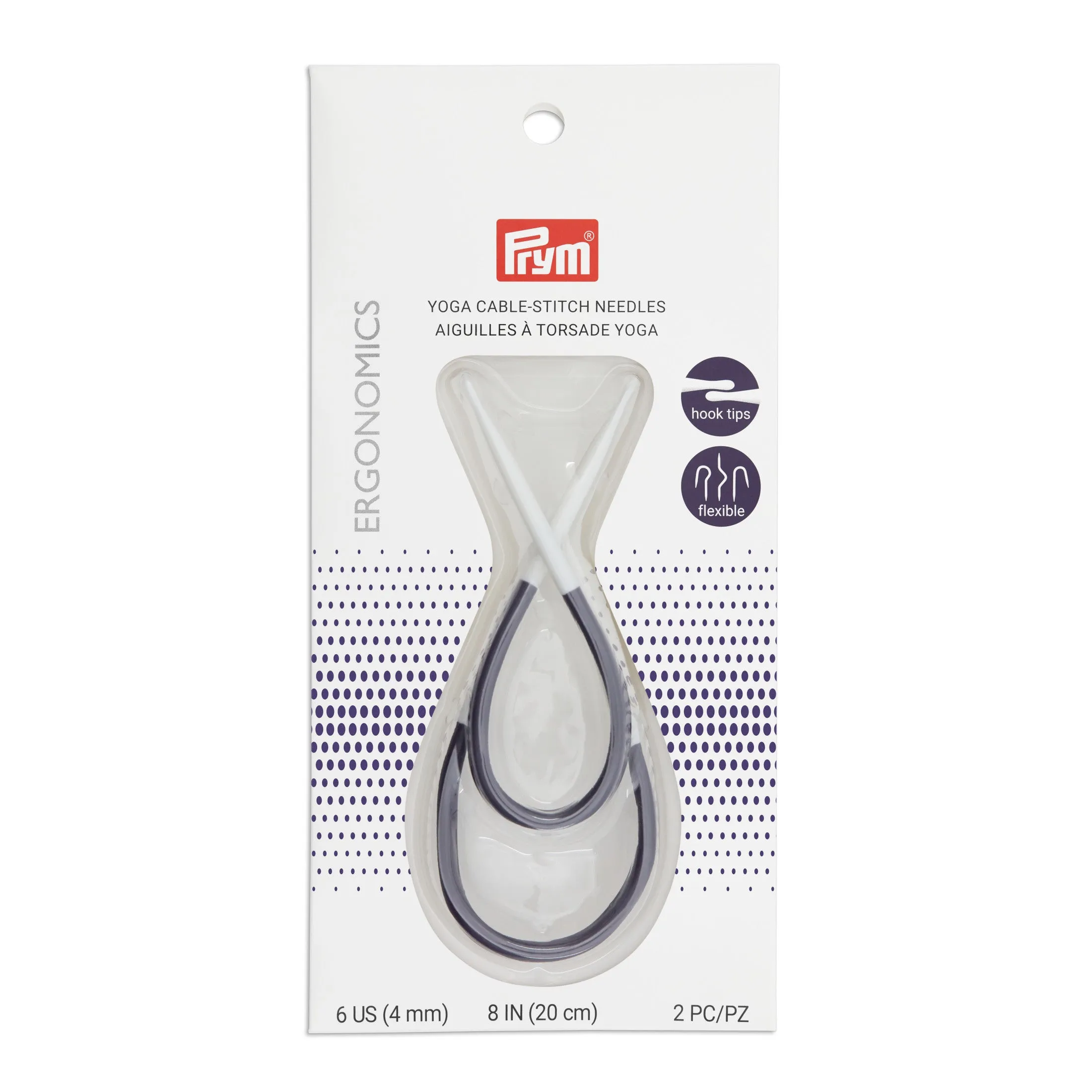 8" Ergonomic Yoga Cable-Stitch Needle, US 6 (4mm)