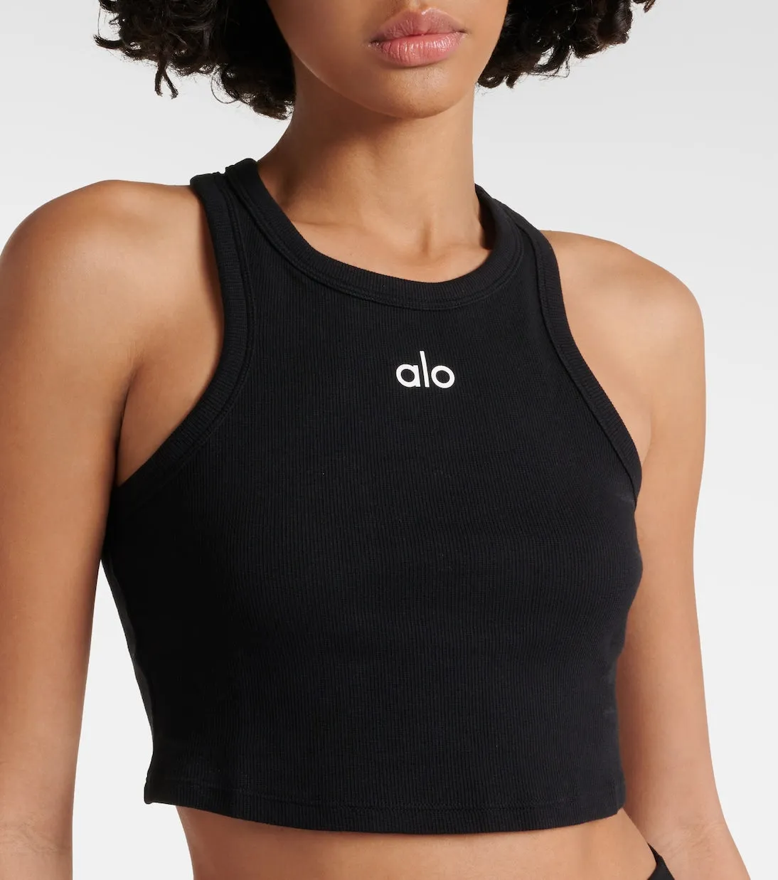 Aspire Alo Yoga Cotton Blend Crop Tank, Black