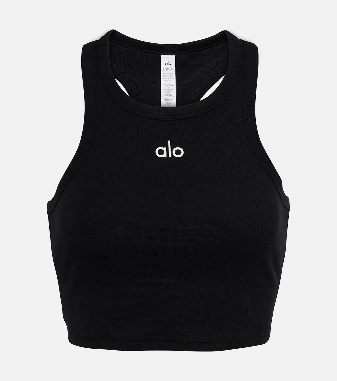 Aspire Alo Yoga Cotton Blend Crop Tank, Black