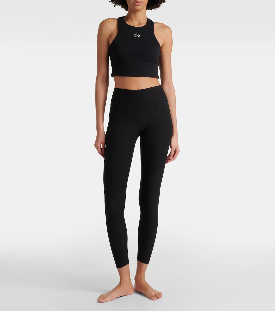 Aspire Alo Yoga Cotton Blend Crop Tank, Black