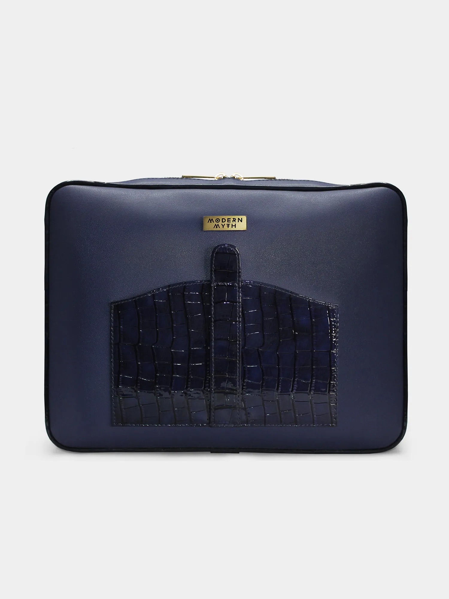 Avril Croco Finish Blue Organiser Cum 13" Laptop Sleeve | Modern Myth