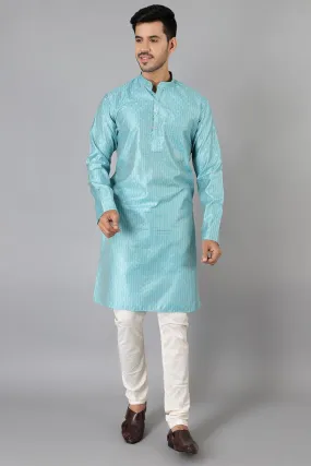 Banarasi Rayon Cotton Blue Kurta Pajama