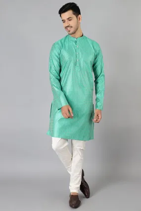 Banarasi Rayon Cotton Green Kurta Pajama
