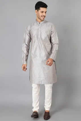 Banarasi Rayon Cotton Grey Kurta Pajama