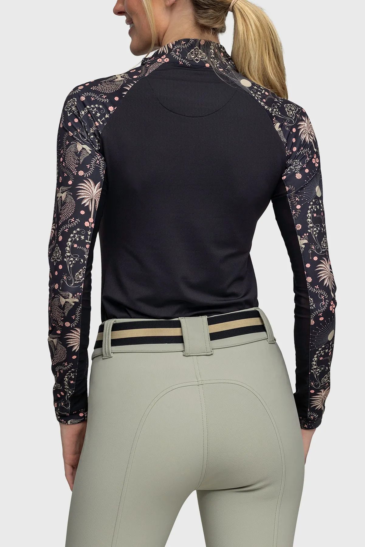Black Regal Palm Raglan Long Sleeve Sun Shirt