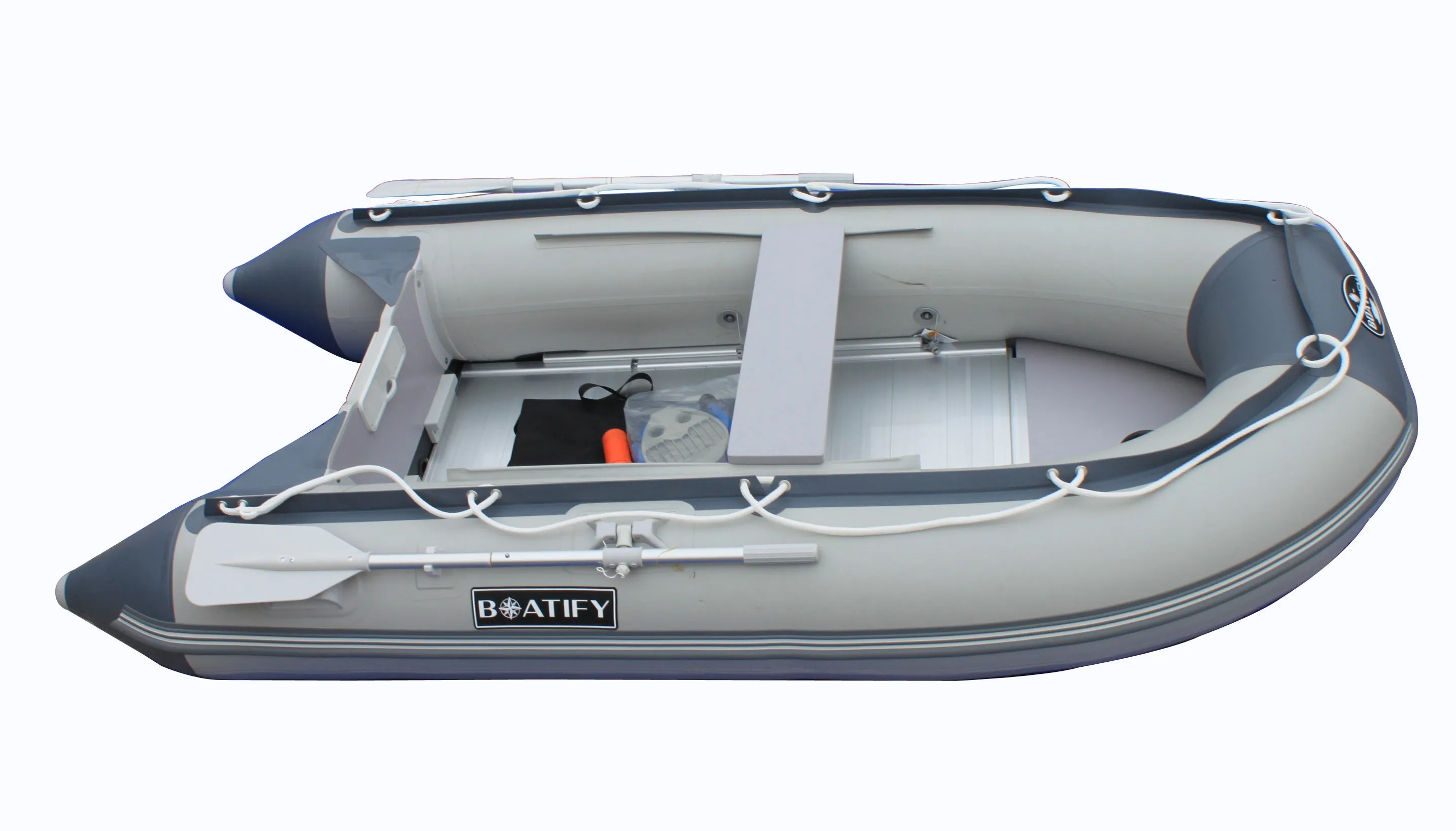 Boatify 10.8 ft Inflatable Boat Raft Fishing Dinghy Pontoon Boat Kayak with Aluminum Floor
