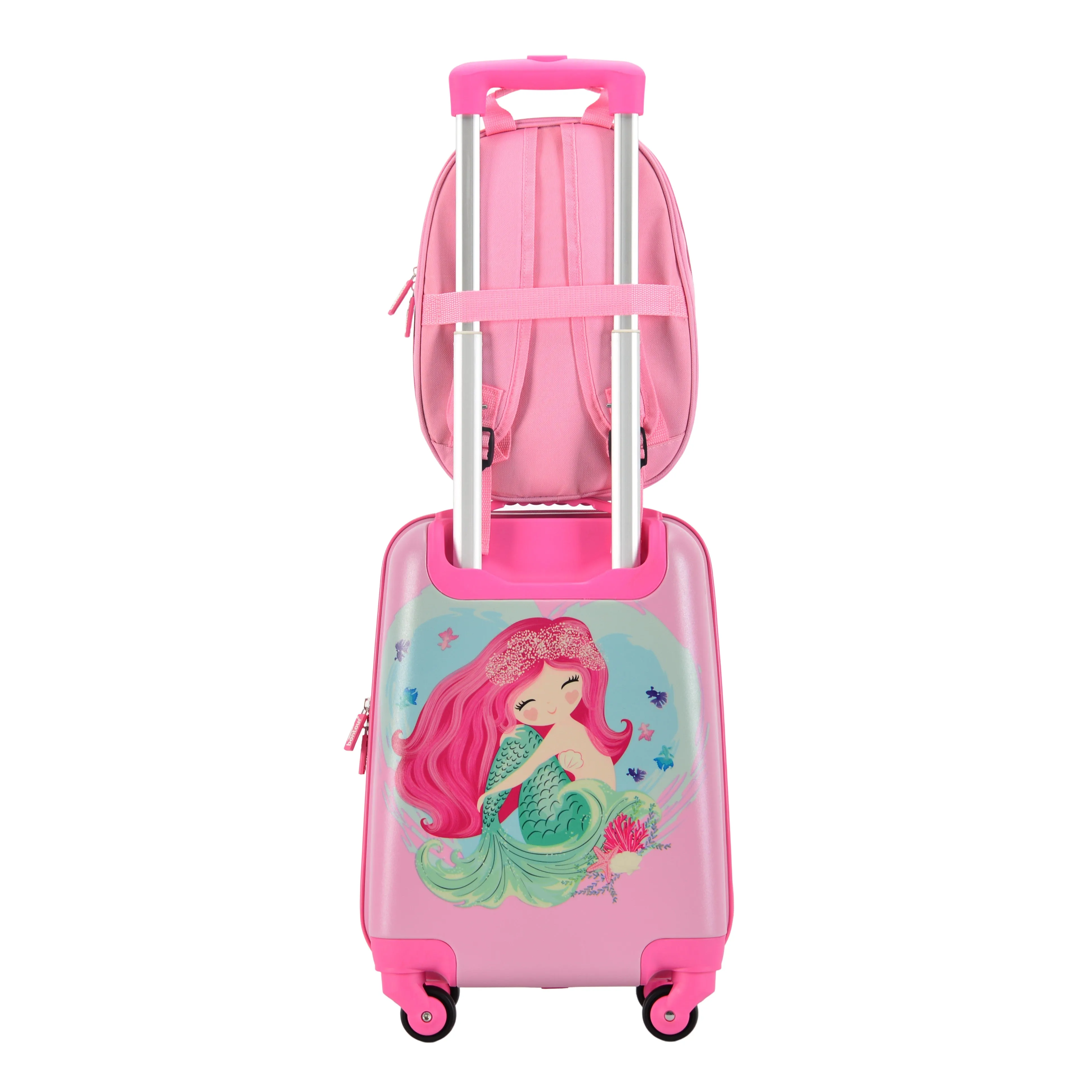 BONTOUR 2 pcs kids' luggage set, backpack   trolley, scratch-resistant (Mermaid)
