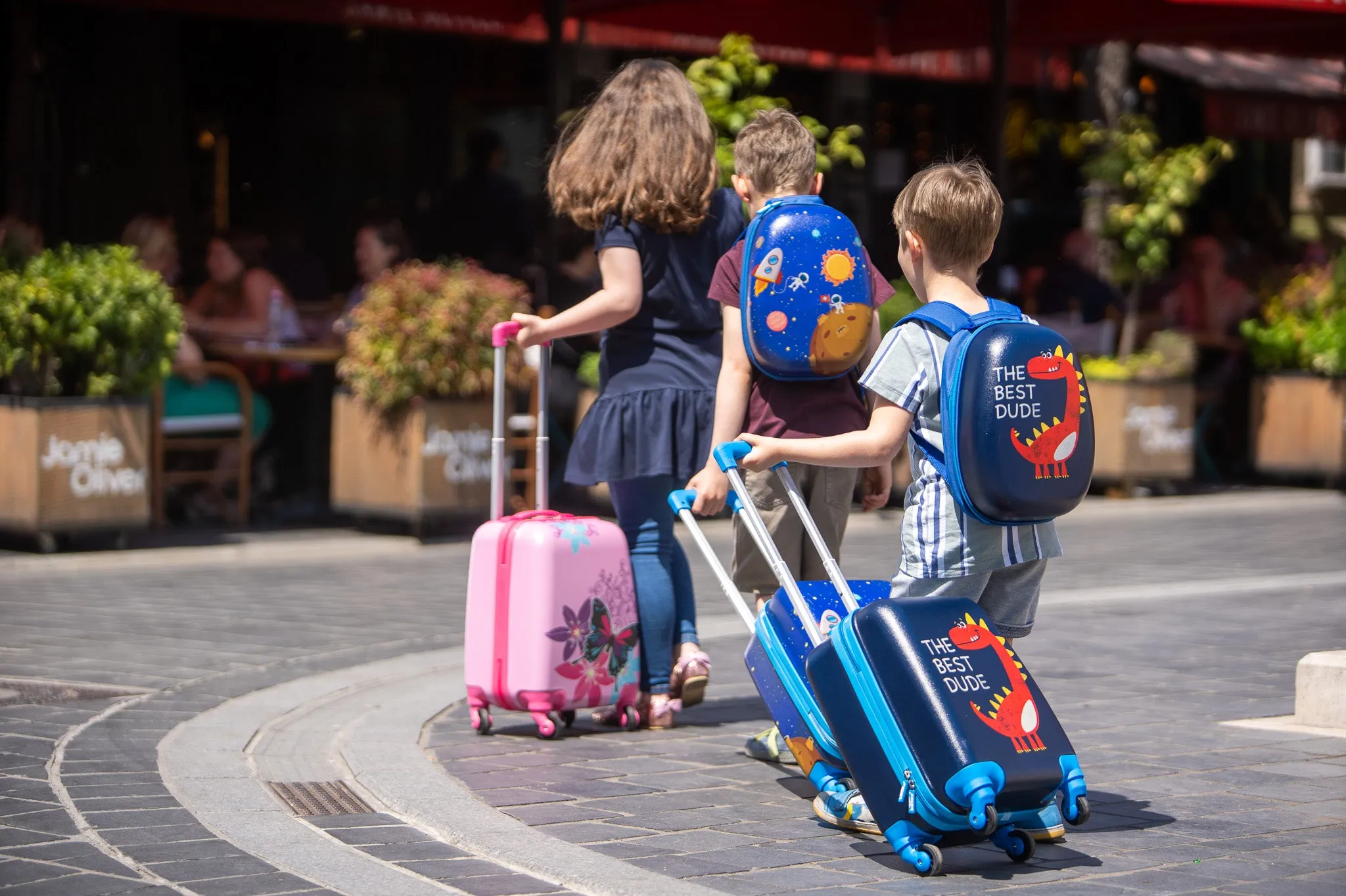 BONTOUR 2 pcs kids' luggage set, backpack   trolley, scratch-resistant (Space travel)