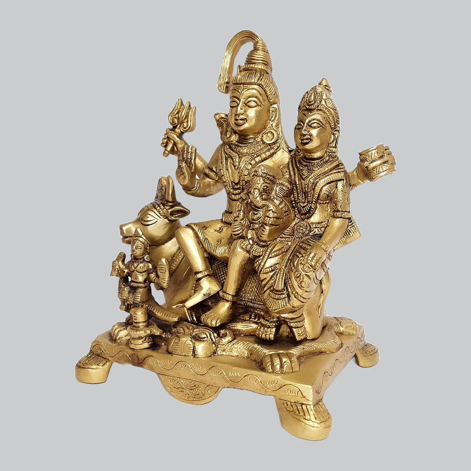 Brass Shiva Family with Nandi 8 in