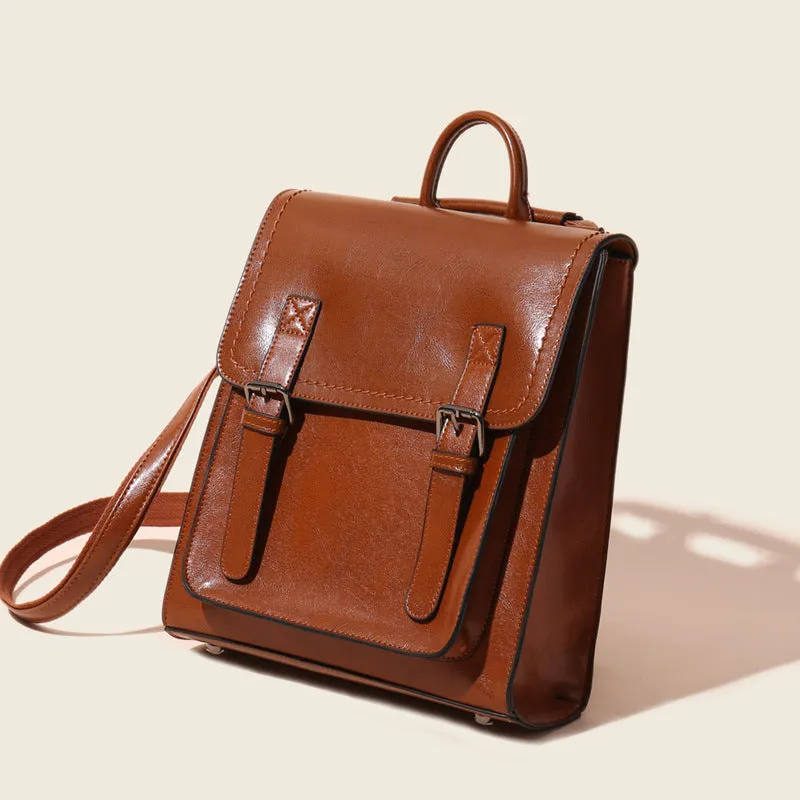 Brown Leather Backpack for Women