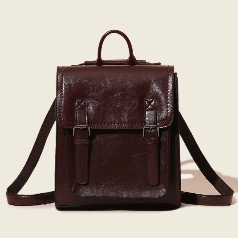 Brown Leather Backpack for Women