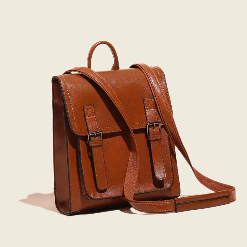 Brown Leather Backpack for Women