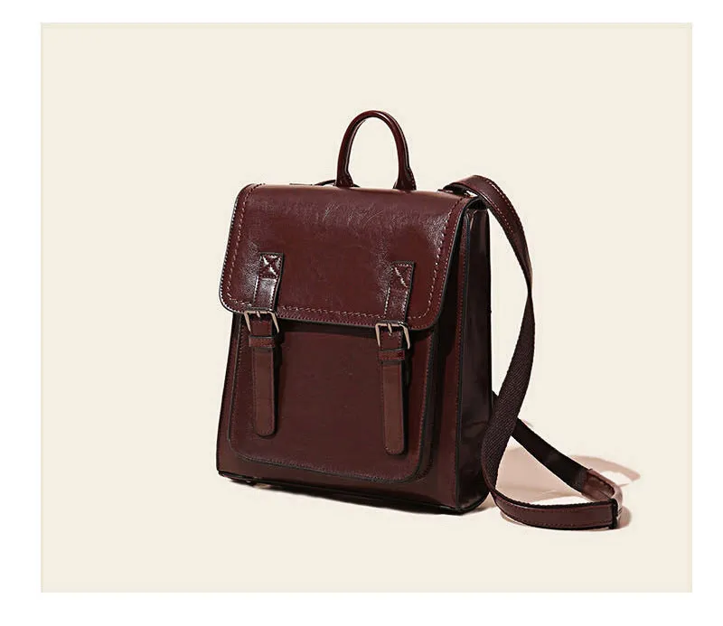 Brown Leather Backpack for Women