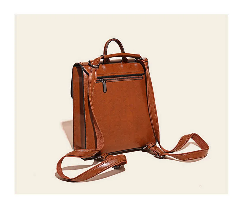 Brown Leather Backpack for Women