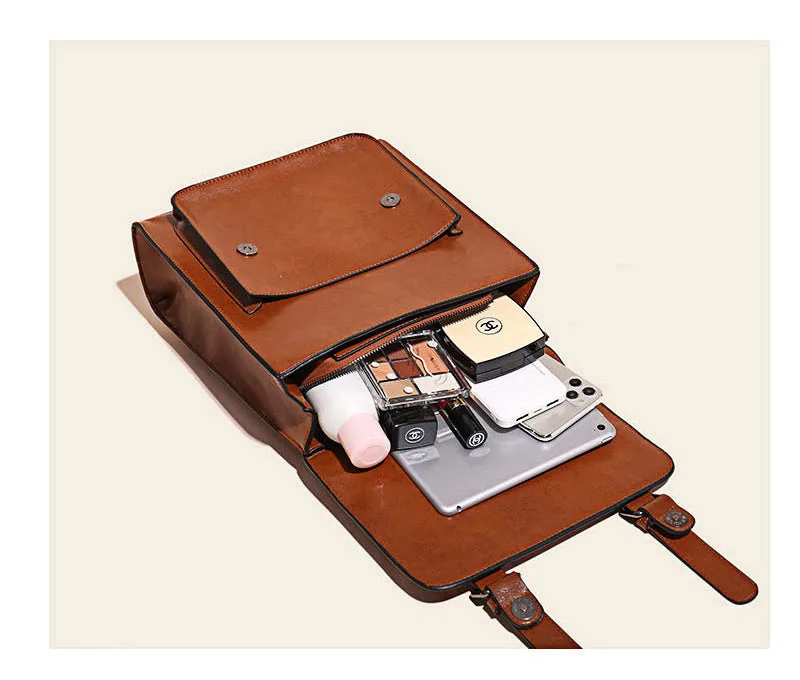 Brown Leather Backpack for Women