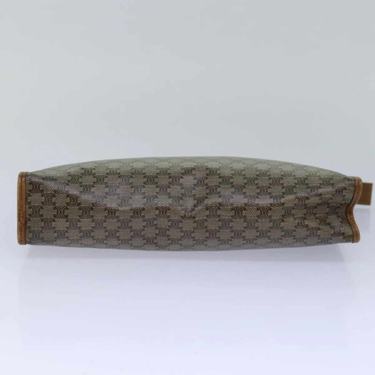 CELINE Macadam Canvas Clutch Bag PVC Leather Beige Auth 81817