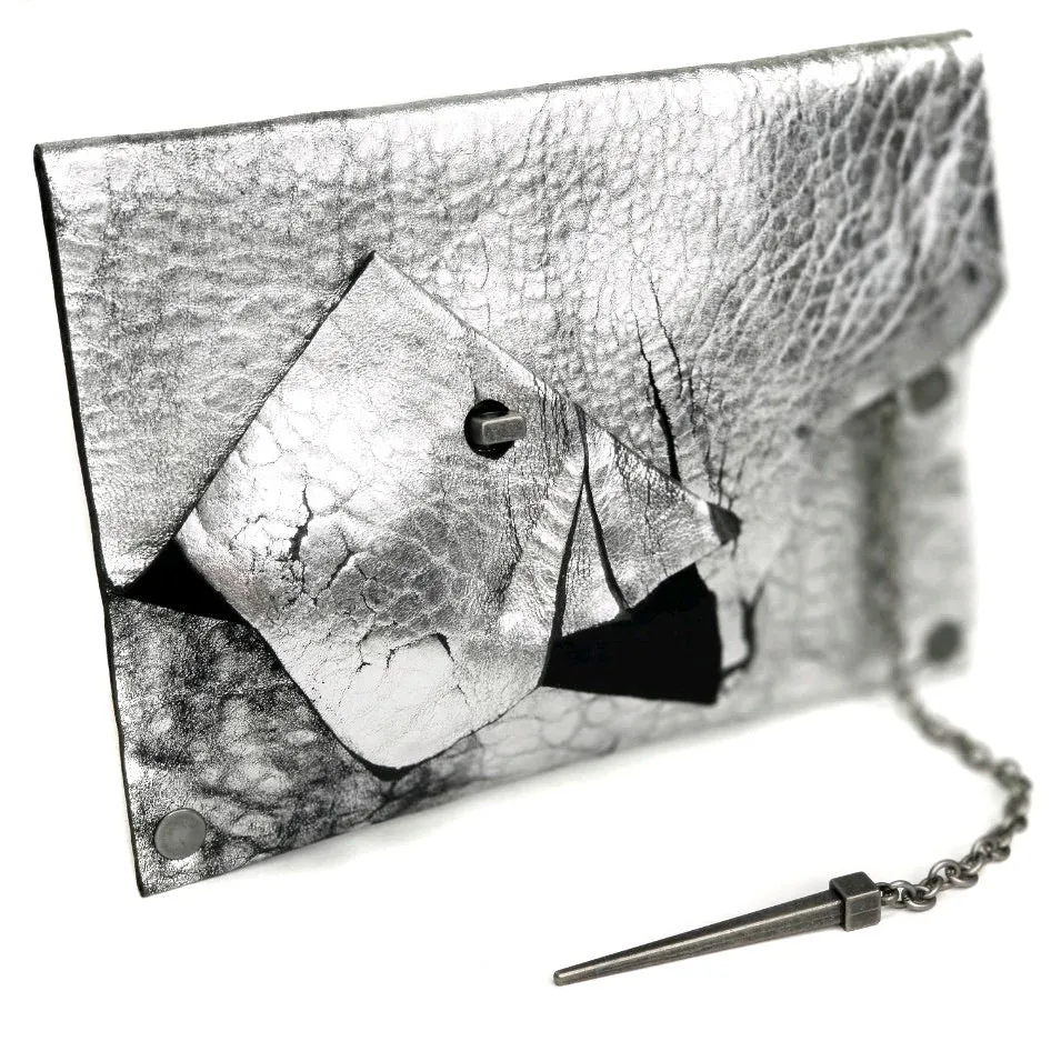 Chrome Abstract Dagger Clutch