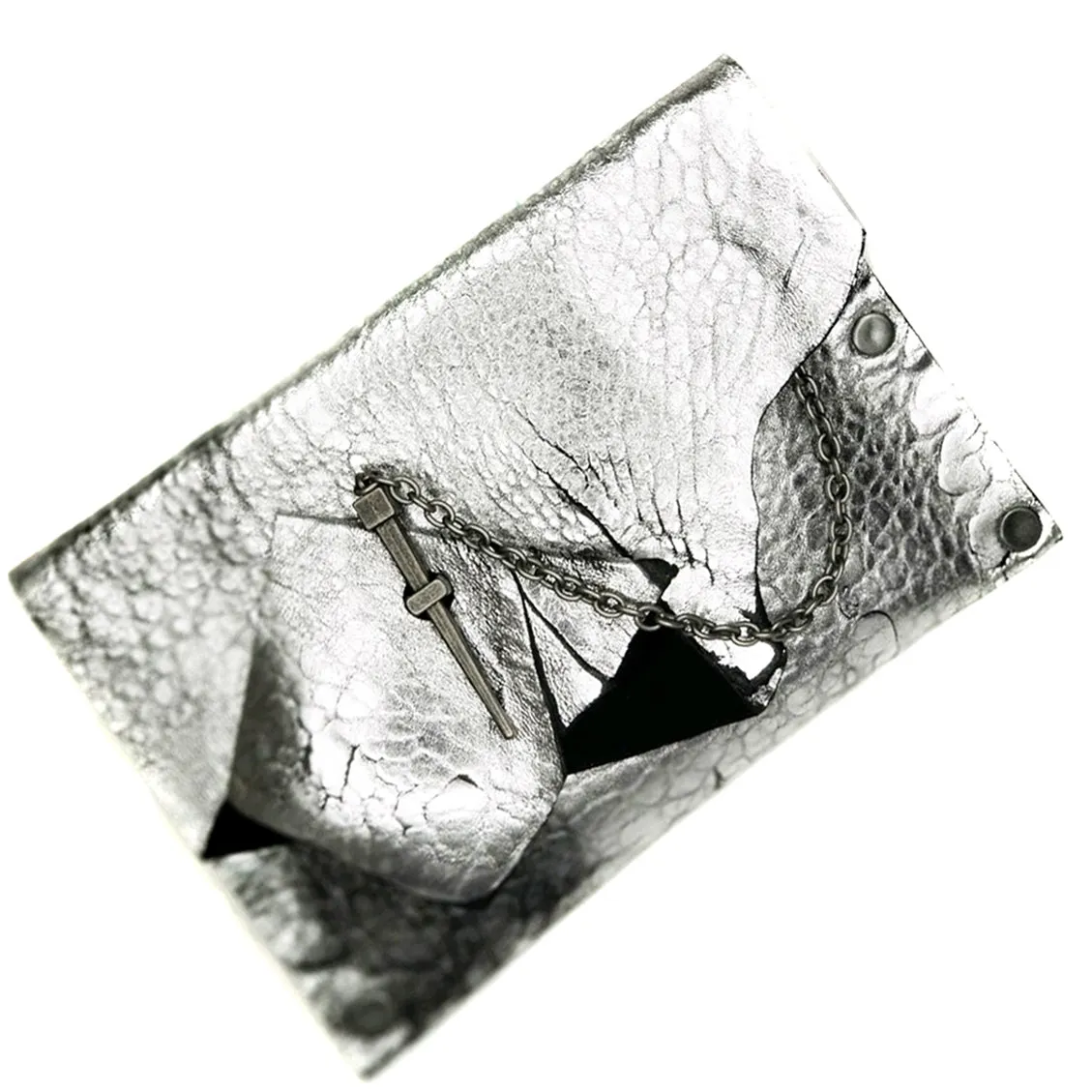 Chrome Abstract Dagger Clutch