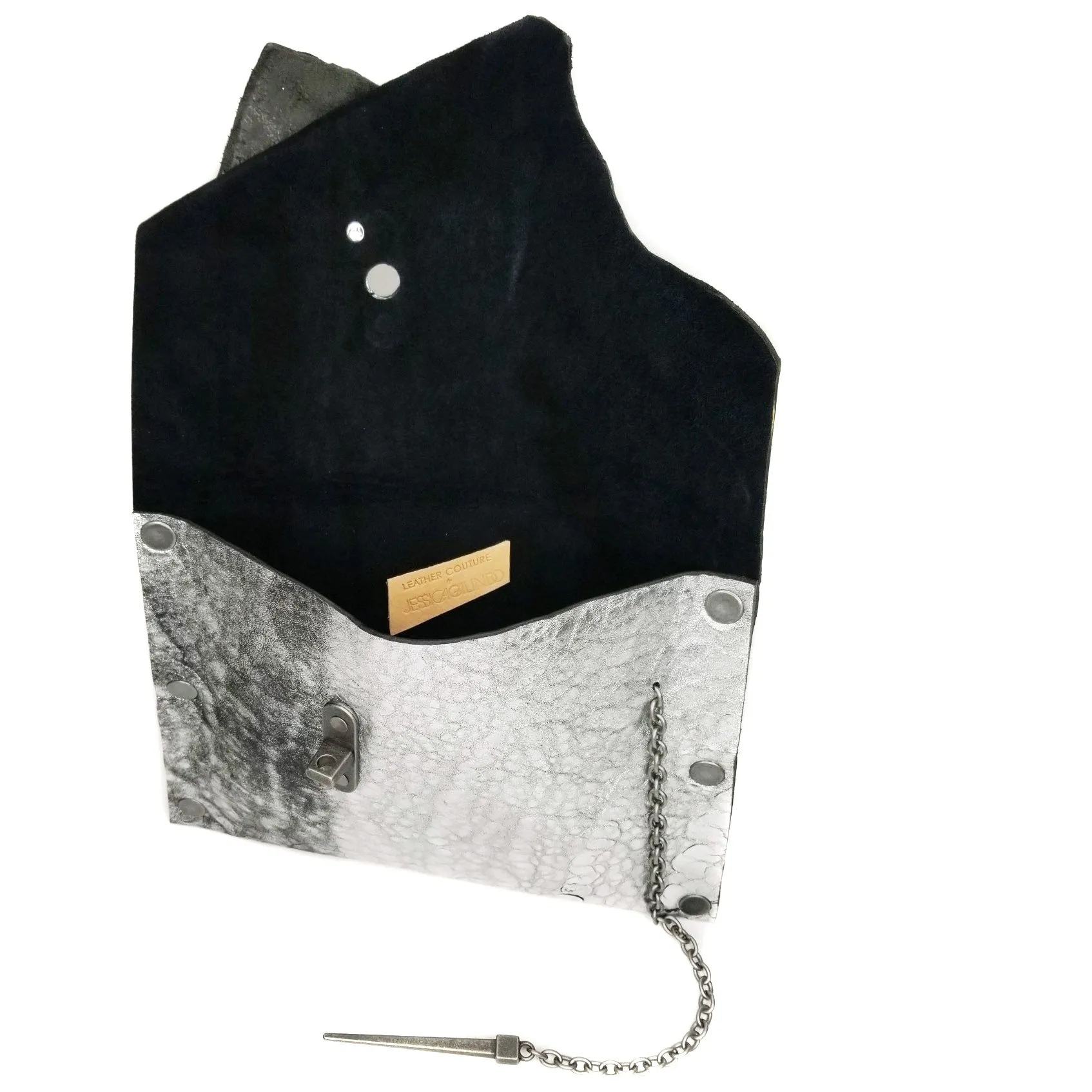 Chrome Abstract Dagger Clutch