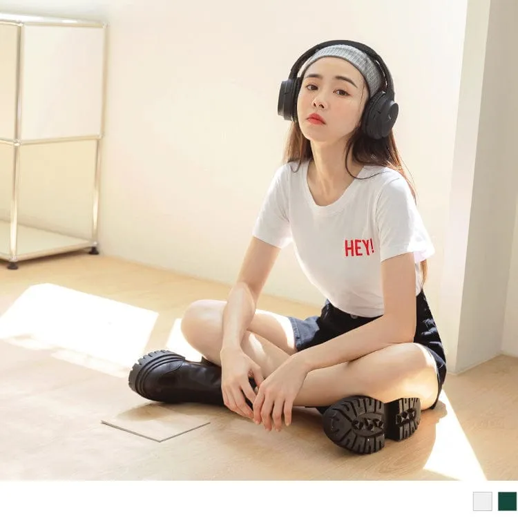 CONTRAST COLOR ENGLISH EMBROIDERED SHORT SLEEVE TOPS