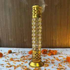 DARPAN KALA Crystal Incense Holder with Ash Catcher, Agarbatti Incense Stick Stand Holder, Loban Burner for Home Temple, Religious Rituals, Dhoop Dani for Puja, Gift for Home Decor and Office.