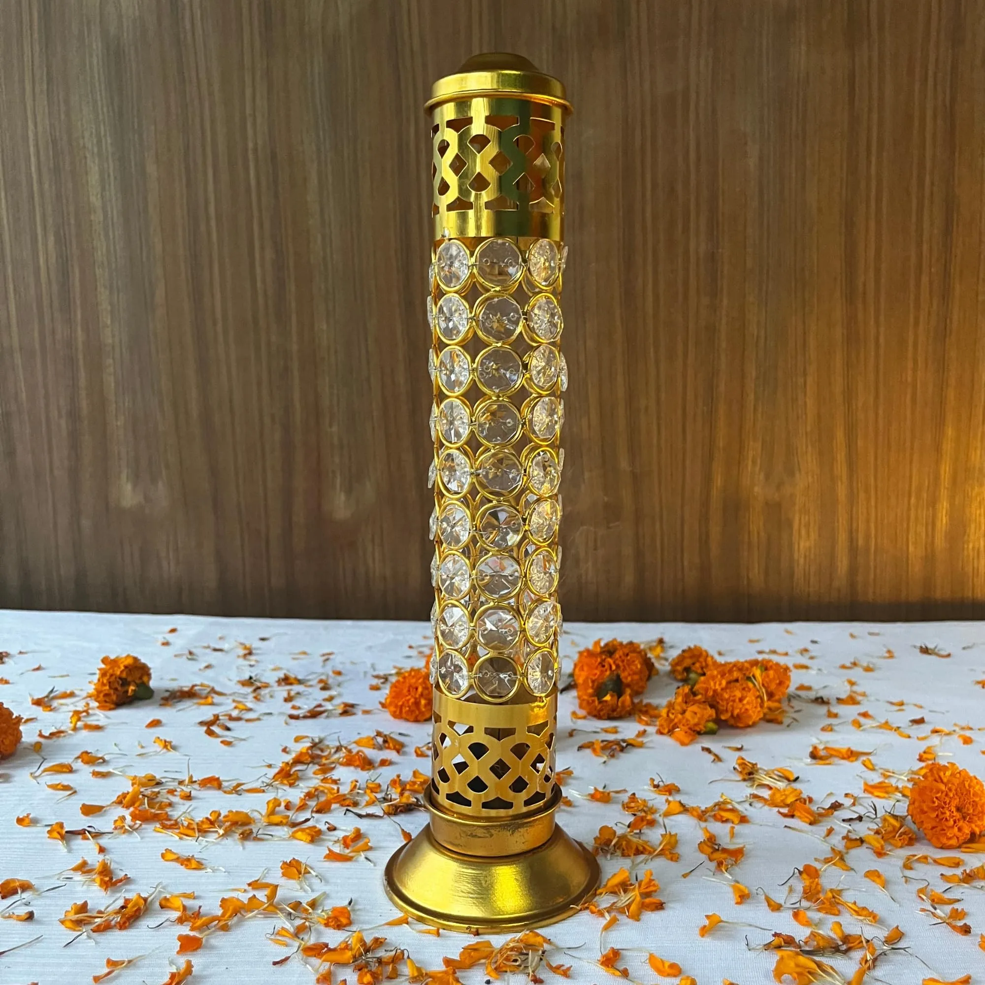 DARPAN KALA Crystal Incense Holder with Ash Catcher, Agarbatti Incense Stick Stand Holder, Loban Burner for Home Temple, Religious Rituals, Dhoop Dani for Puja, Gift for Home Decor and Office.