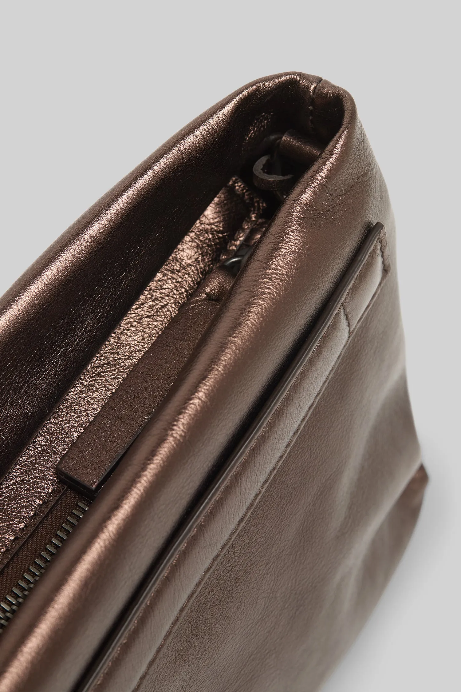 Fantasmino Leather Clutch Bag in Moro