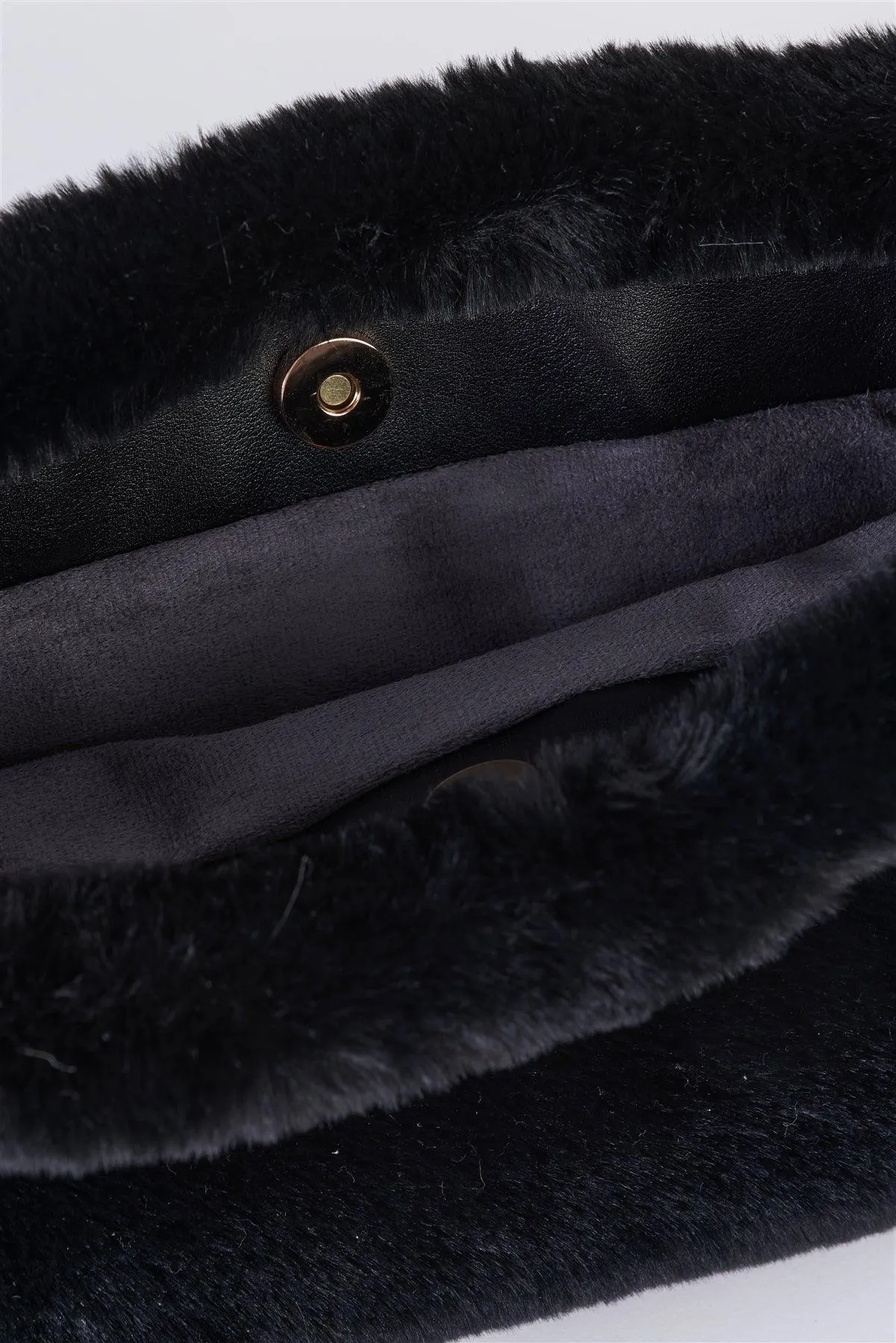 Faux Fur Hidden Magnetic Snap Crossbody Bag Clutch