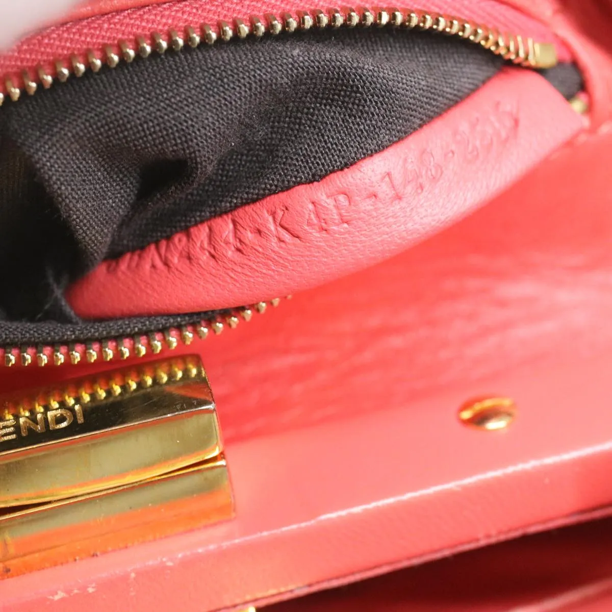 FENDI micro picaboo Hand Bag Leather 2way Orange Auth am3883