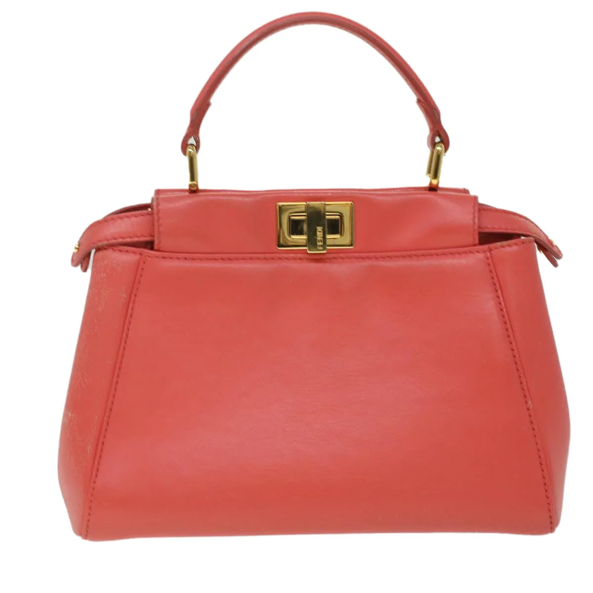 FENDI micro picaboo Hand Bag Leather 2way Orange Auth am3883
