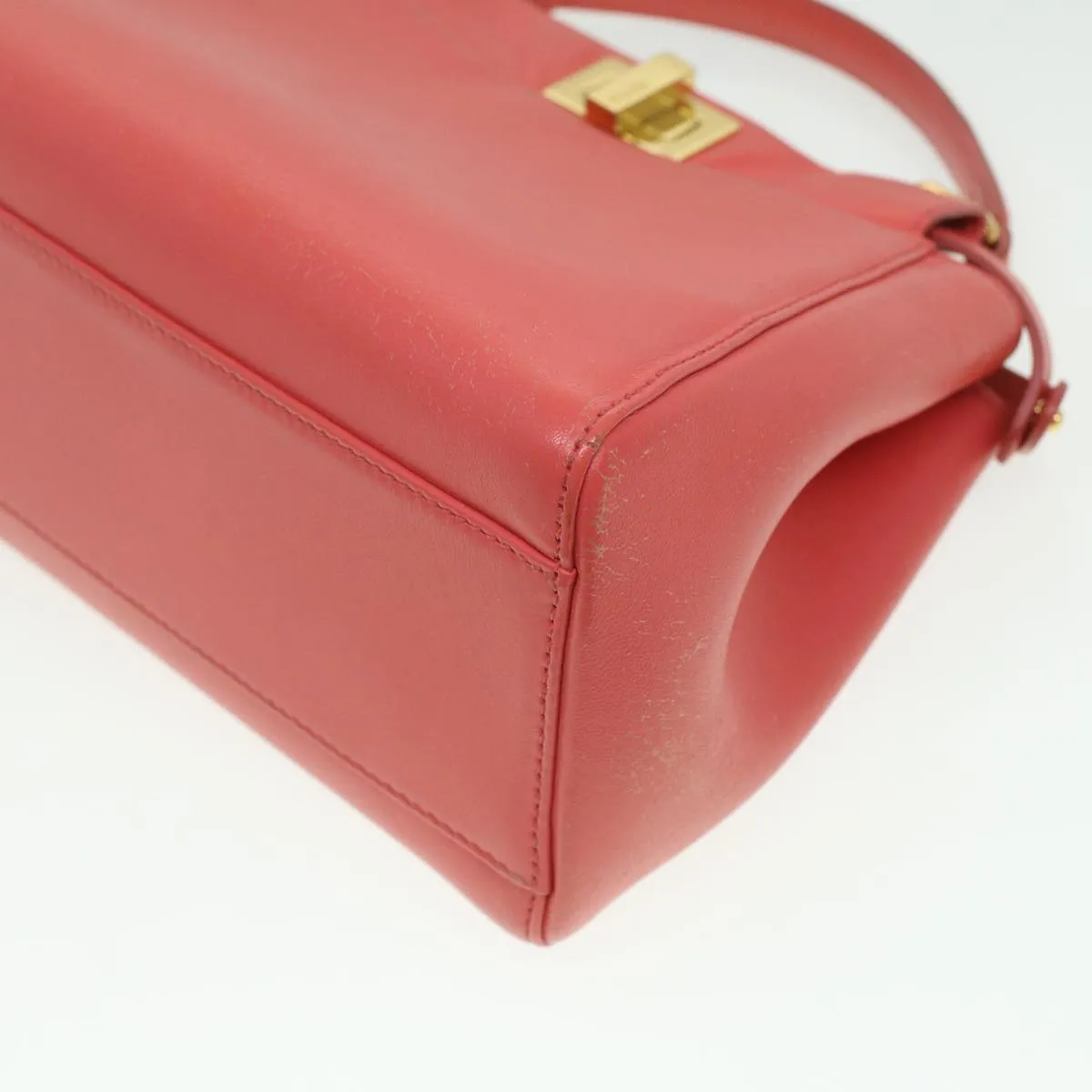 FENDI micro picaboo Hand Bag Leather 2way Orange Auth am3883