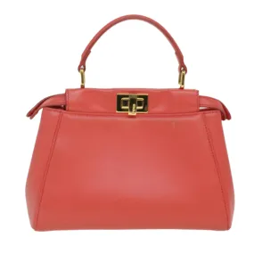 FENDI micro picaboo Hand Bag Leather 2way Orange Auth am3883