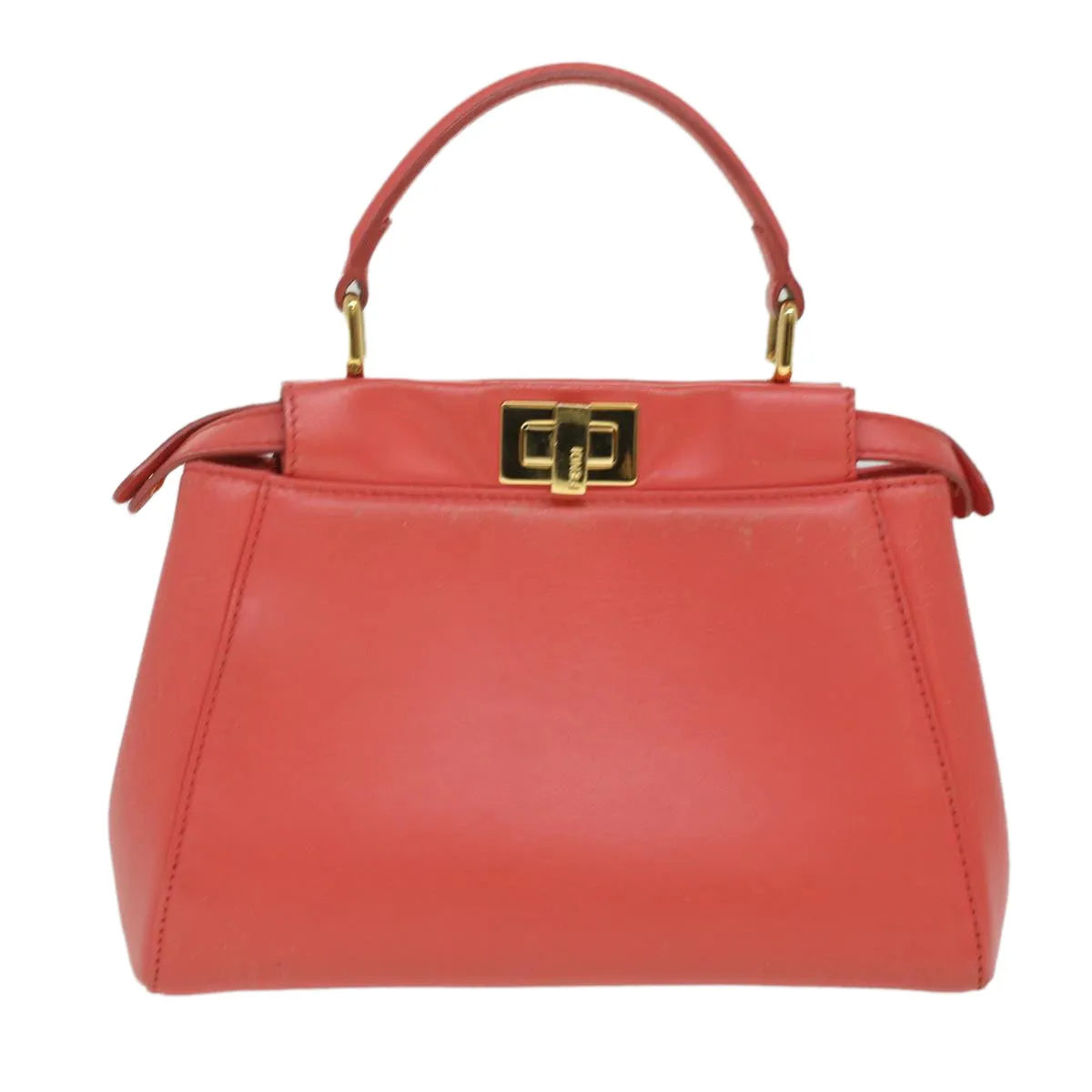 FENDI micro picaboo Hand Bag Leather 2way Orange Auth am3883