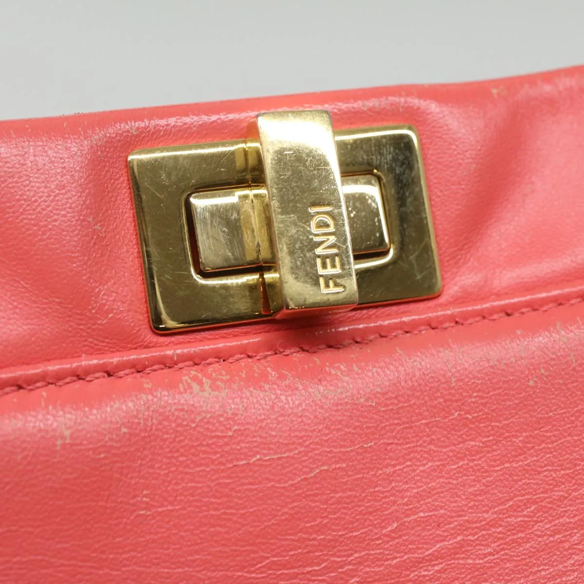 FENDI micro picaboo Hand Bag Leather 2way Orange Auth am3883