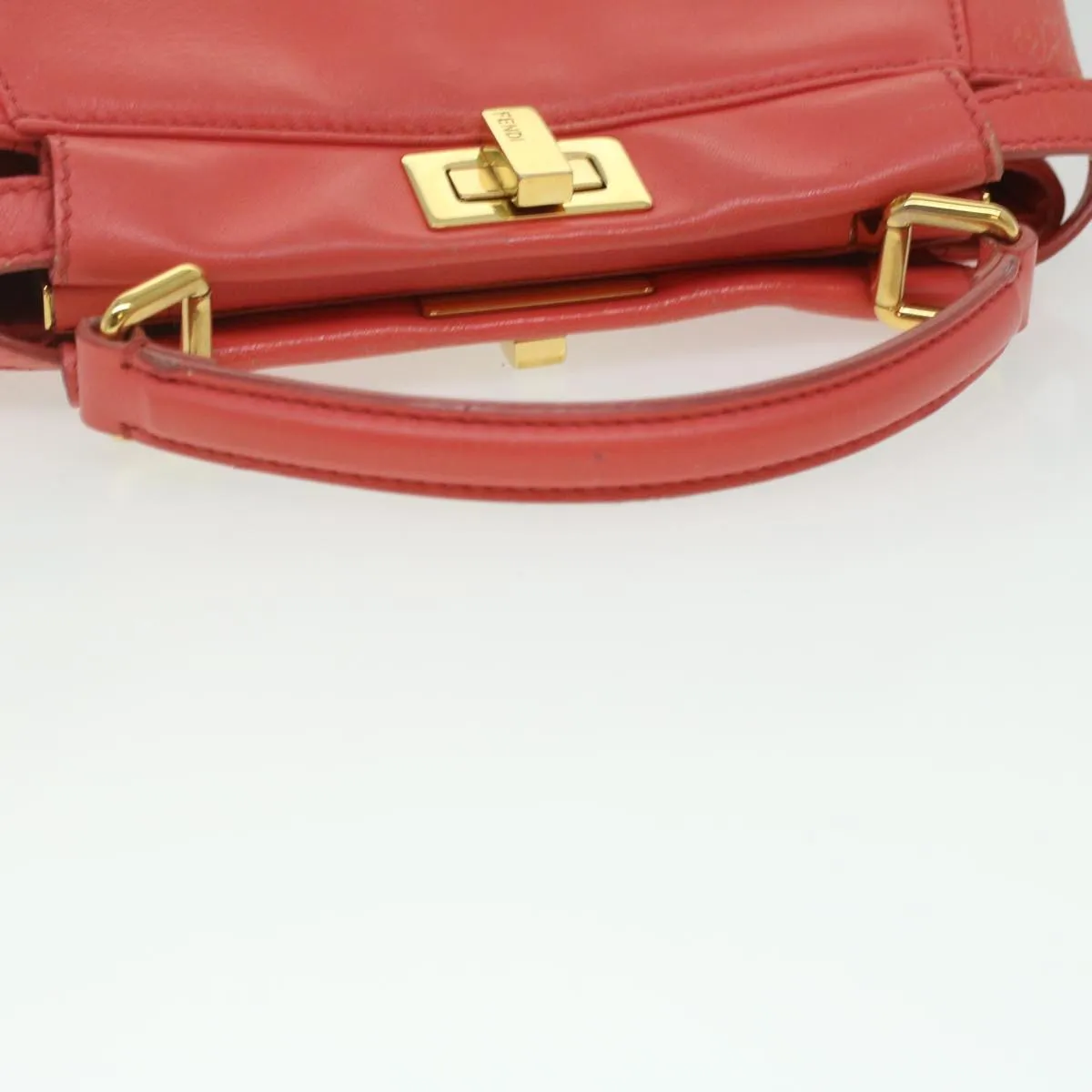 FENDI micro picaboo Hand Bag Leather 2way Orange Auth am3883