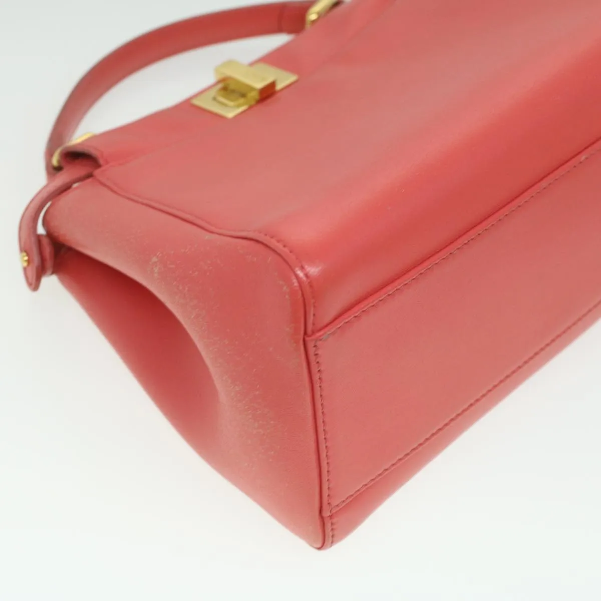 FENDI micro picaboo Hand Bag Leather 2way Orange Auth am3883