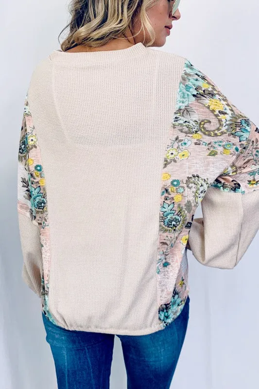 Floral Balloon Sleeve Top