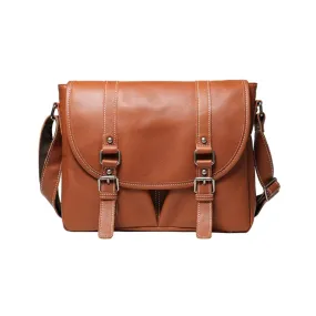 Handmade Vegetable Tanned Leather Cross Body Buckle Messenger Bag