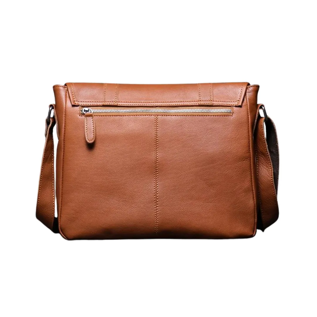 Handmade Vegetable Tanned Leather Cross Body Buckle Messenger Bag