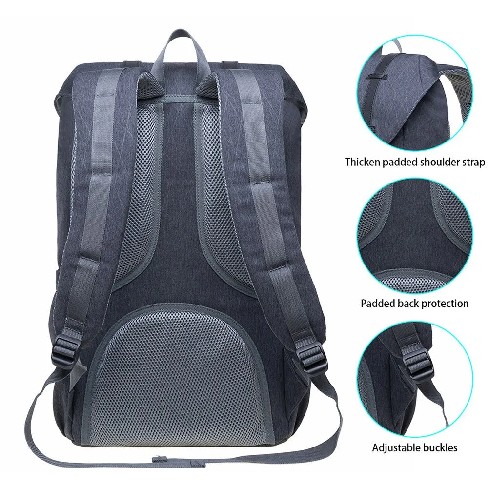 KAUKKO backpack women men daypack with laptop compartment for 14 inch notebook for leisure job university travel hiking, 21L (grey EP5-18)