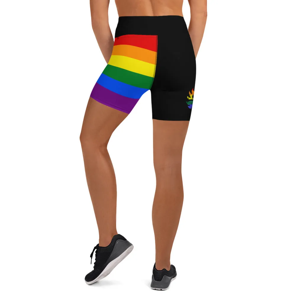 LGBT Flag Porcupine Yoga Shorts