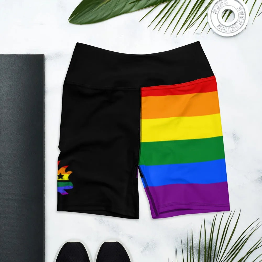 LGBT Flag Porcupine Yoga Shorts