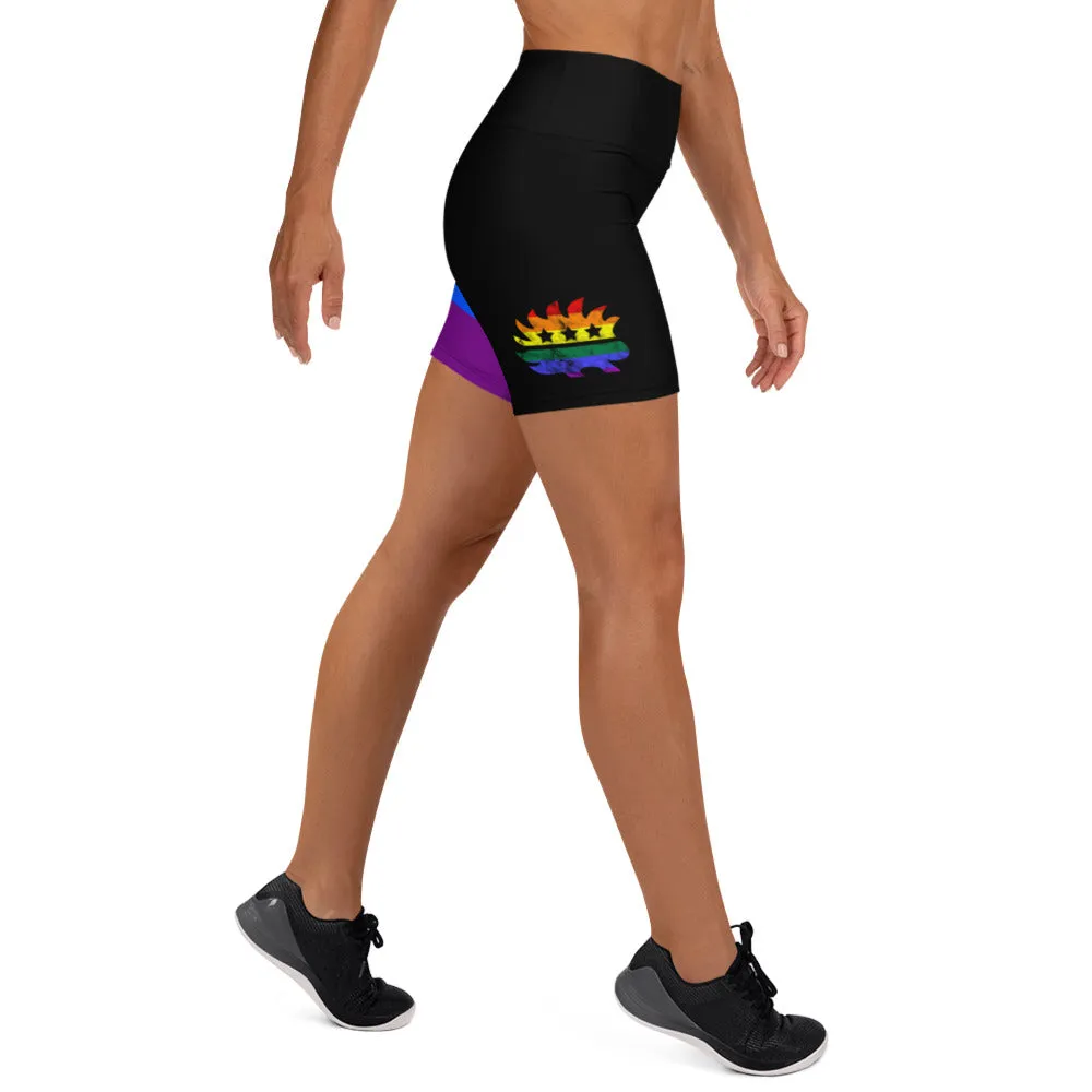 LGBT Flag Porcupine Yoga Shorts
