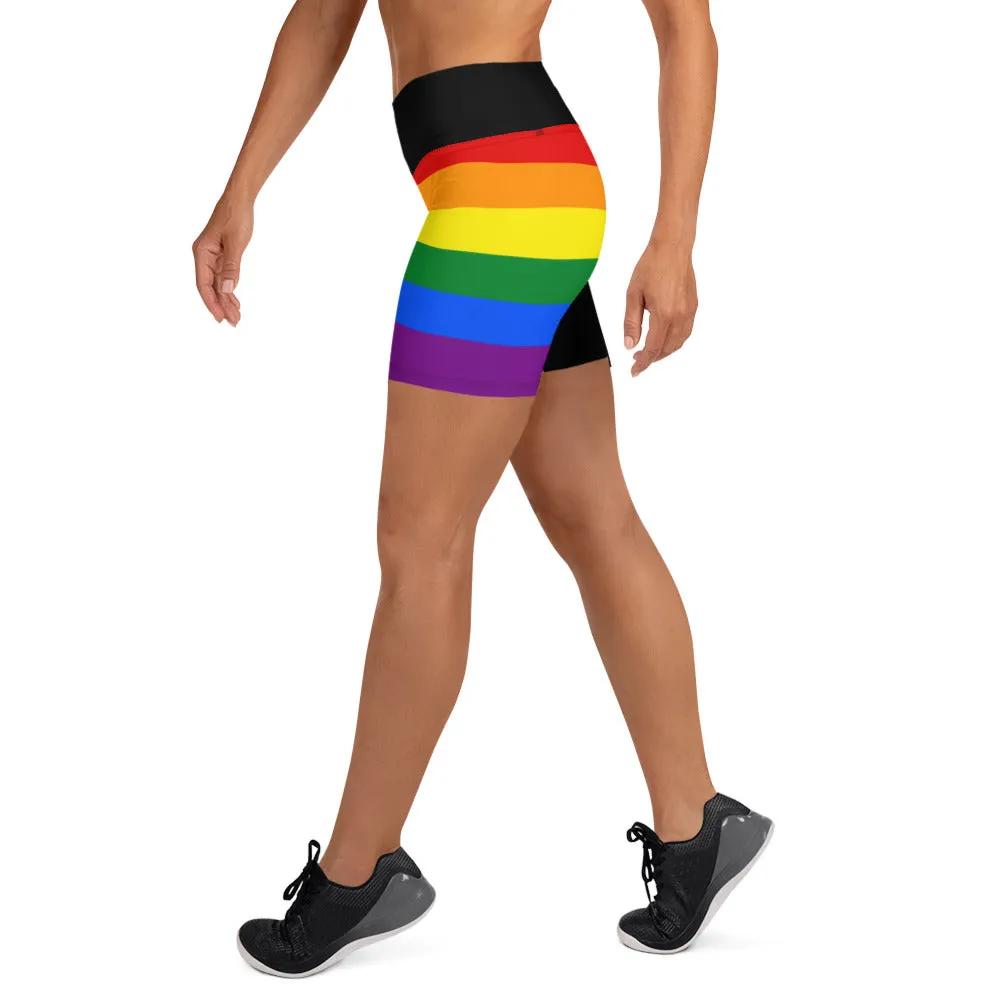 LGBT Flag Porcupine Yoga Shorts
