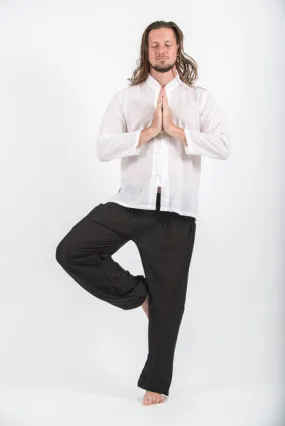 Mens Chinese Collar Yoga Shirt in White