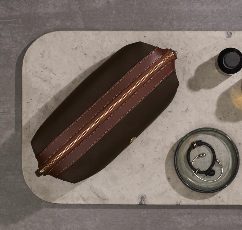 M/S Washbag – Army/Cuoio
