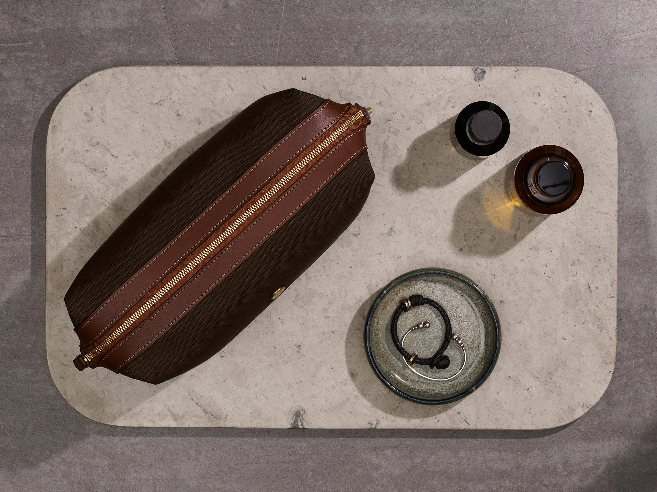 M/S Washbag – Army/Cuoio