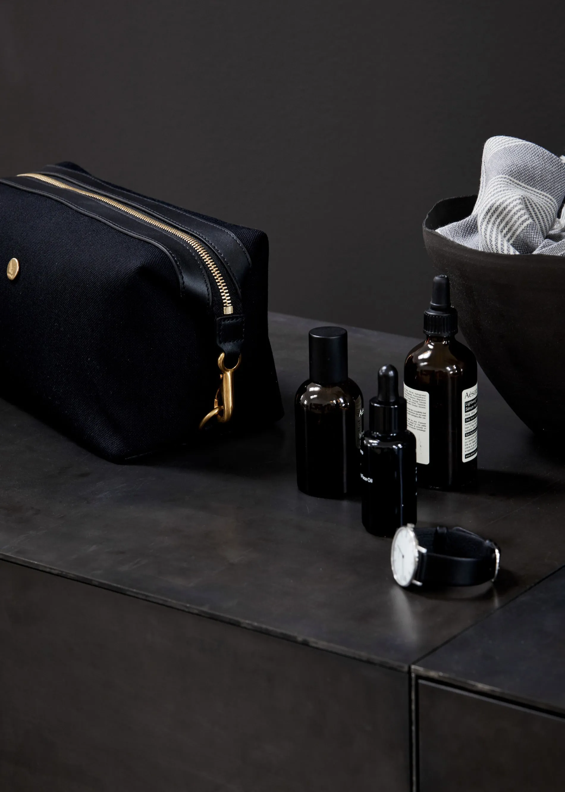 M/S Washbag – Army/Cuoio