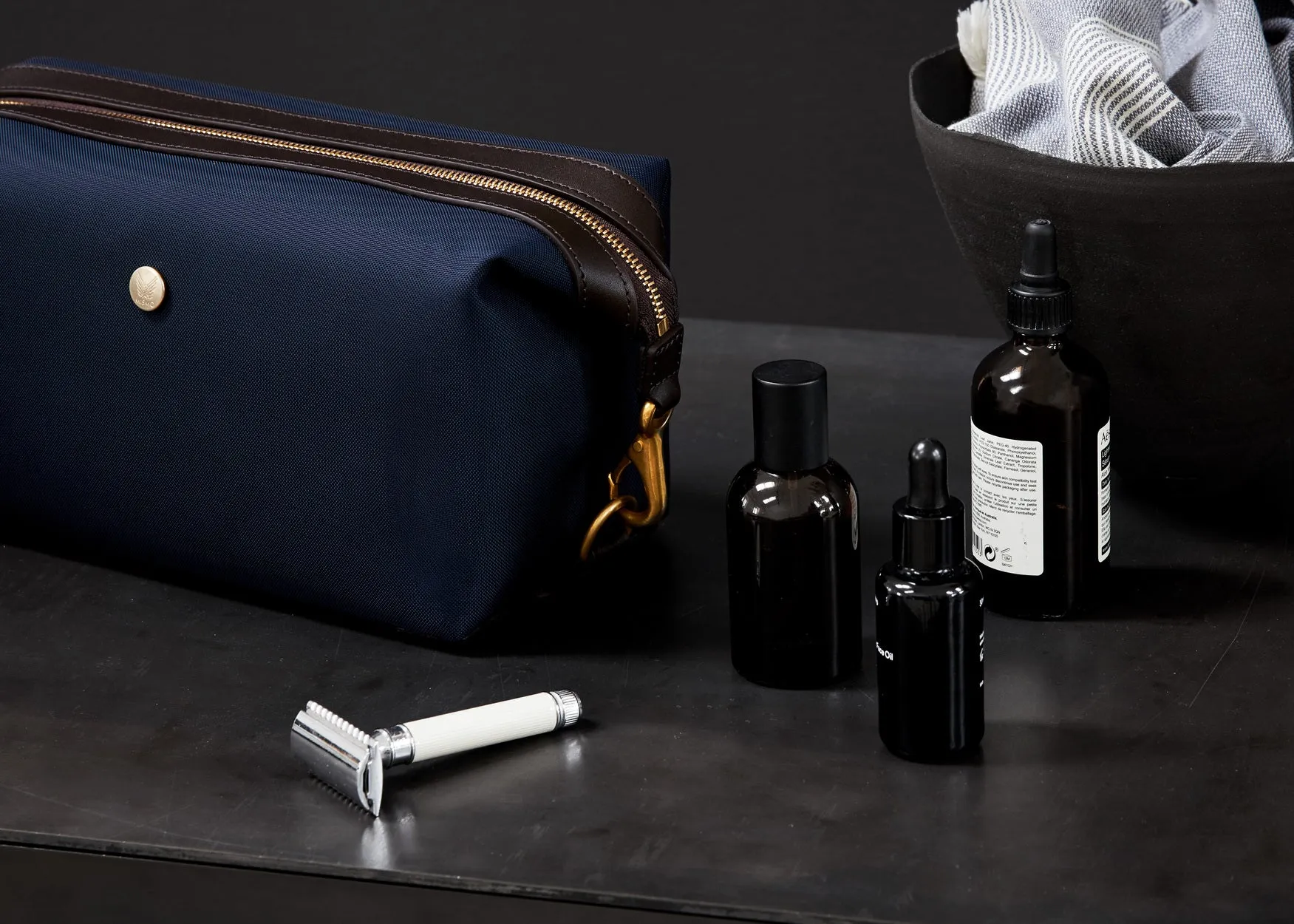 M/S Washbag – Army/Cuoio